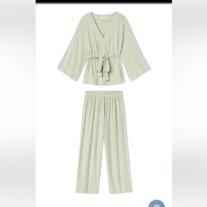 Lake DreamKnit Kimono Pajamas in Fern